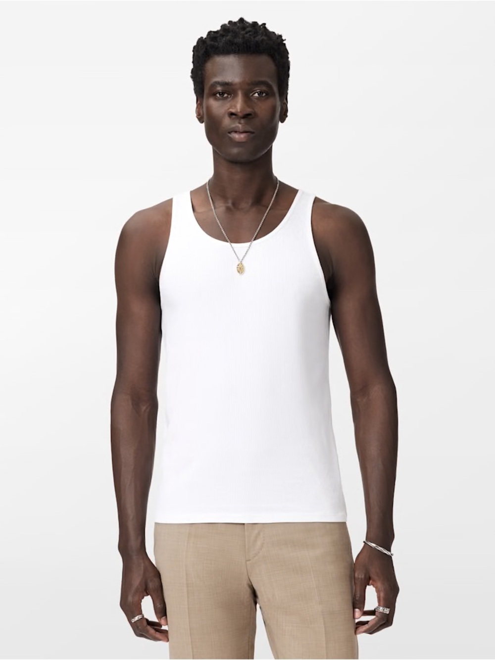 John Varvatos "Olin" Ribbed Tank in White